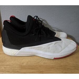 adidas Men's Size 15 Crazylight Boost 2.5 Low Core Black Scarlet Sneakers